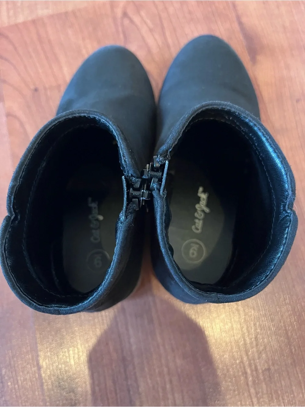 Girls Black Ankle Booties with Side Zipper